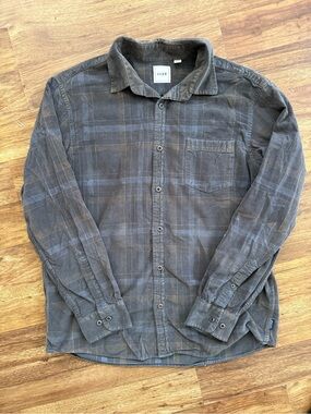 Rown Corduroy Gray Button-up Flannel